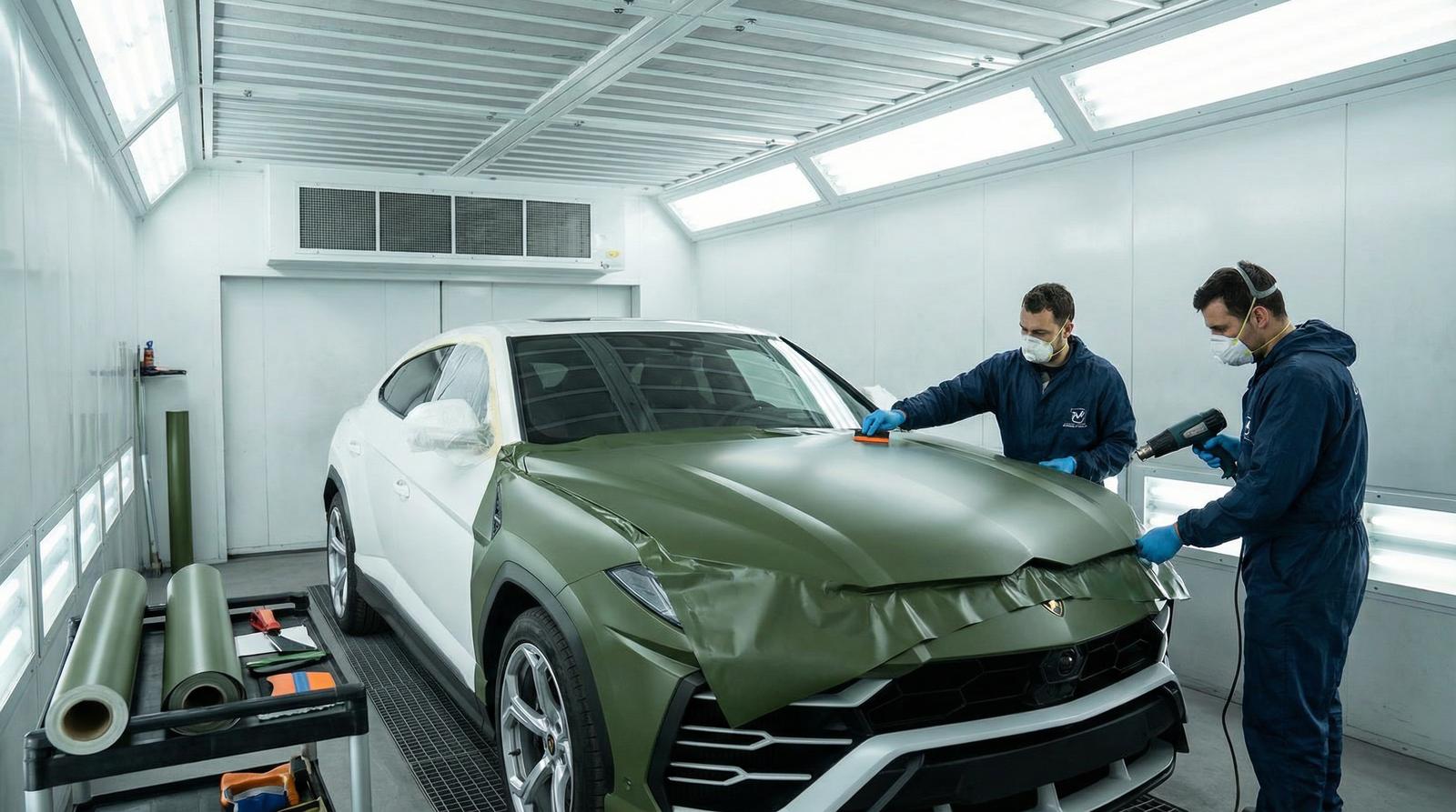 高清视频改装视频-军绿色车身贴膜